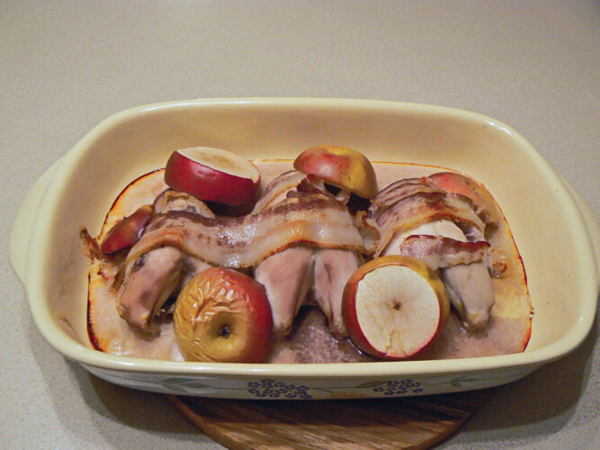 Baked Pheasant Recipe with Bacon & Apples